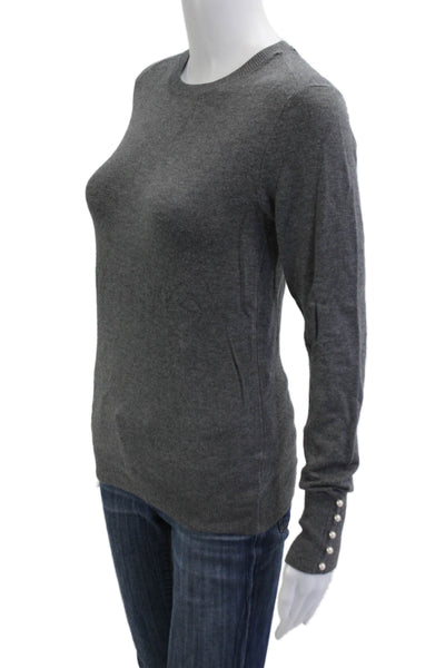 Zara Knit Women Pullover Sweater Gray Crew Neck Long Sleeve Size M