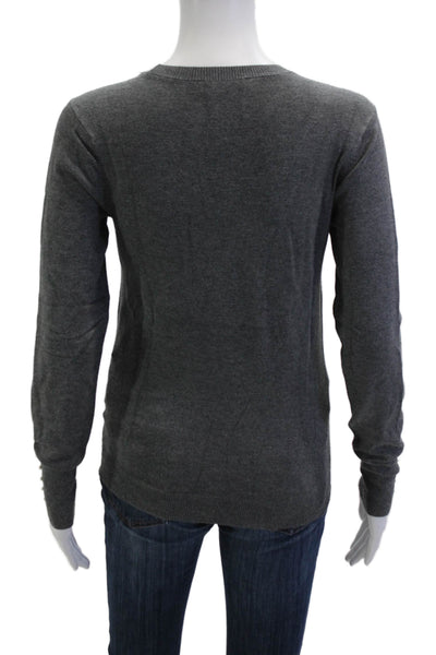 Zara Knit Women Pullover Sweater Gray Crew Neck Long Sleeve Size M
