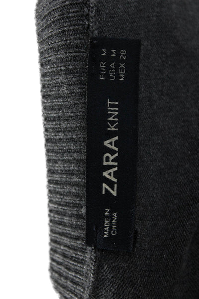 Zara Knit Women Pullover Sweater Gray Crew Neck Long Sleeve Size M