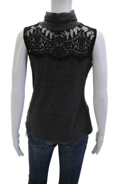 Generation Love Womens Dark Gray Sleeveless Turtleneck Tank Button Size S