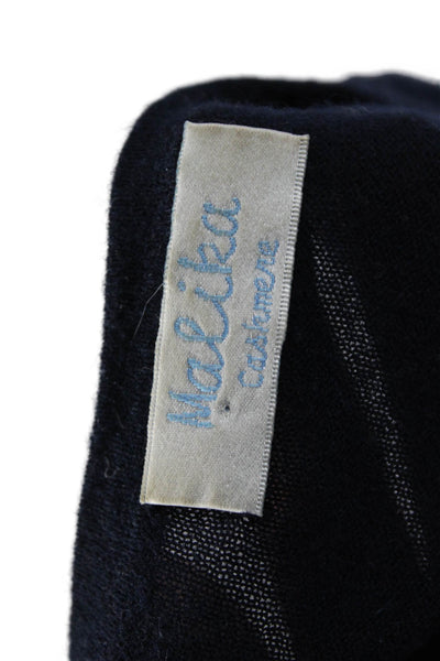 Malika Womens Basic Cashmere Round Neck Long Sleeve Dark Blue T-Shirt Size S