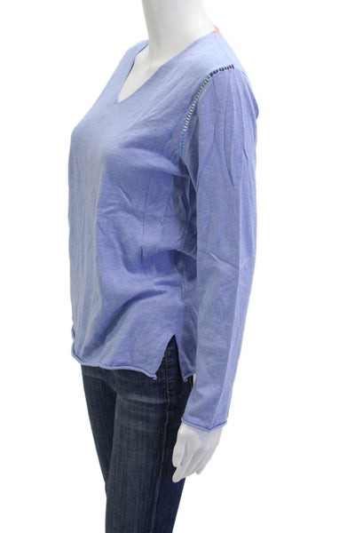 Zaket & Plover Womens Basic V-Neck T-Shirt Light Blue Long Sleeve Size S