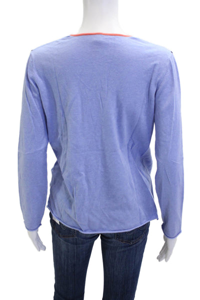 Zaket & Plover Womens Basic V-Neck T-Shirt Light Blue Long Sleeve Size S
