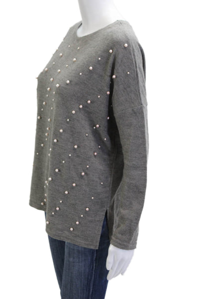 Zara W&B Women Pullover Sweaters Gray Round Neck Long Sleeve Polyester Size S