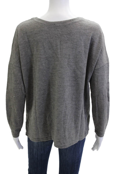 Zara W&B Women Pullover Sweaters Gray Round Neck Long Sleeve Polyester Size S
