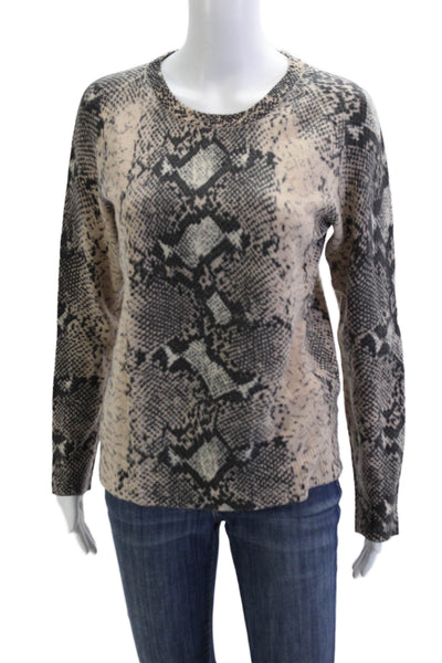 Equipment Femme Womens Pullover Cashmere Animal Print Crewneck Beige Size S