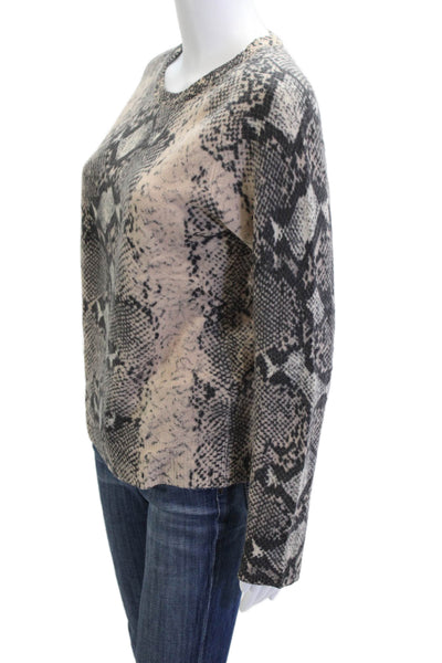 Equipment Femme Womens Pullover Cashmere Animal Print Crewneck Beige Size S
