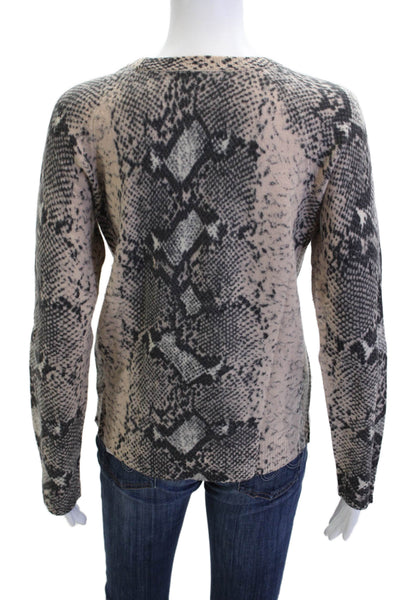 Equipment Femme Womens Pullover Cashmere Animal Print Crewneck Beige Size S