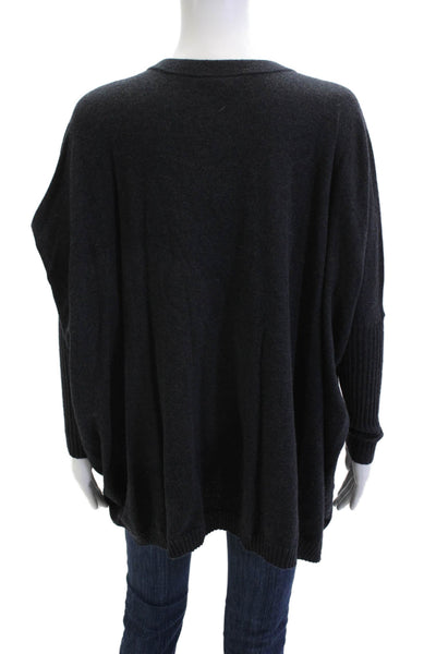 Autumn Cashmere Women Pullover Cashmere V-Neck Dark Gray Sweater Size S