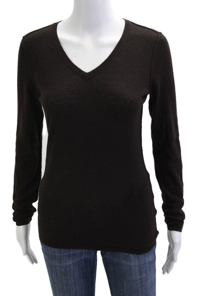 Autumn Cashmere Women Pullover Cashmere V-Neck Dark Gray Sweater Size S