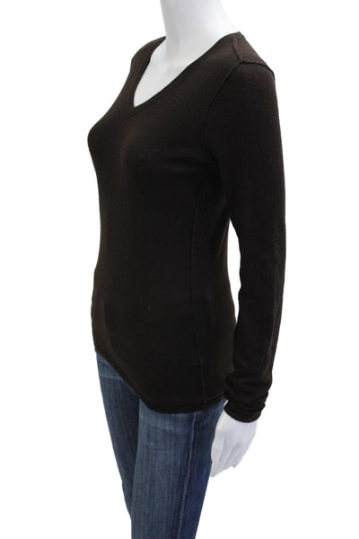 Autumn Cashmere Women Pullover Cashmere V-Neck Dark Gray Sweater Size S