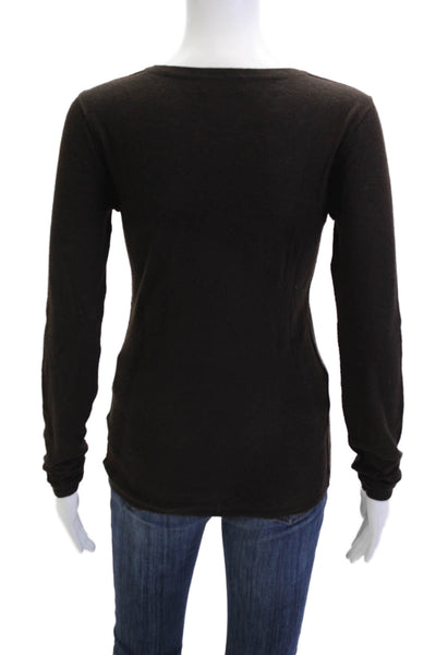 Autumn Cashmere Women Pullover Cashmere V-Neck Dark Gray Sweater Size S