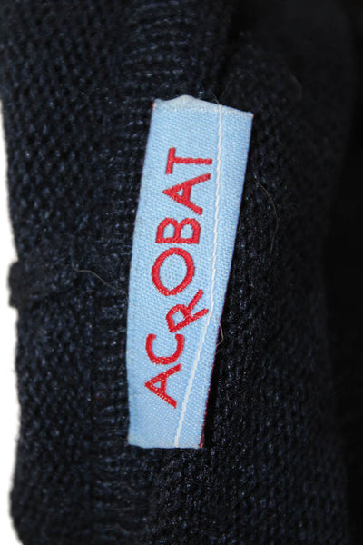 Acrobat Women Cardigan Silk Cashmere Dark Blue Long Sleeve Size M