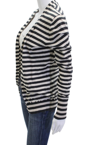 Pink Tartan Women Black Striped Button Cardigan Long Sleeve Size M