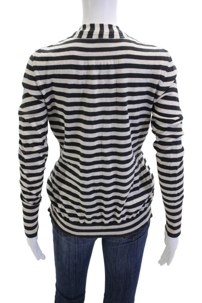 Pink Tartan Women Black Striped Button Cardigan Long Sleeve Size M