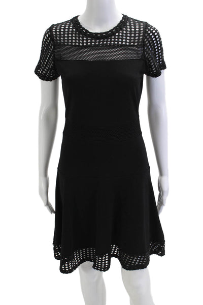 Michael Michael Kors Women Fit & Flare Dress Black Crewneck Short Sleeve Size S
