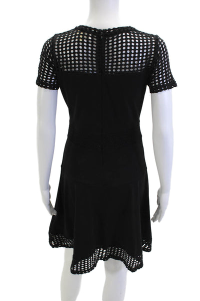 Michael Michael Kors Women Fit & Flare Dress Black Crewneck Short Sleeve Size S
