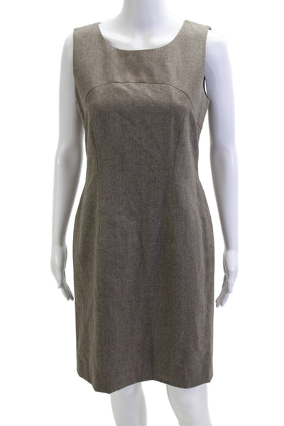 Luca Luca Women Sheath Dress Brown Wool Sleeveless Round Neck Zip Size S