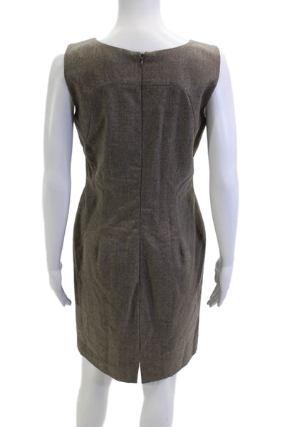 Luca Luca Women Sheath Dress Brown Wool Sleeveless Round Neck Zip Size S