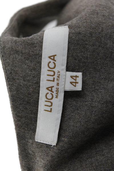 Luca Luca Women Sheath Dress Brown Wool Sleeveless Round Neck Zip Size S