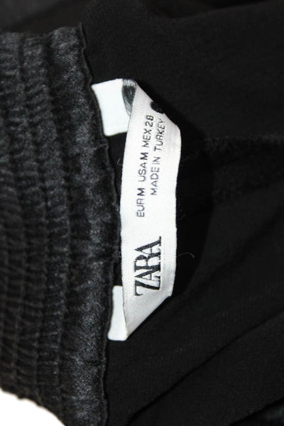 Zara Women Cropped Capri Pants Black Polyester Blend Size M