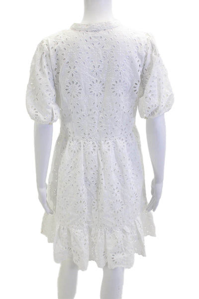 J Crew Womens White Floral Shirt Dress Collared Short Sleeve Knee Length Size 6