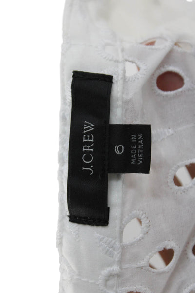 J Crew Womens White Floral Shirt Dress Collared Short Sleeve Knee Length Size 6