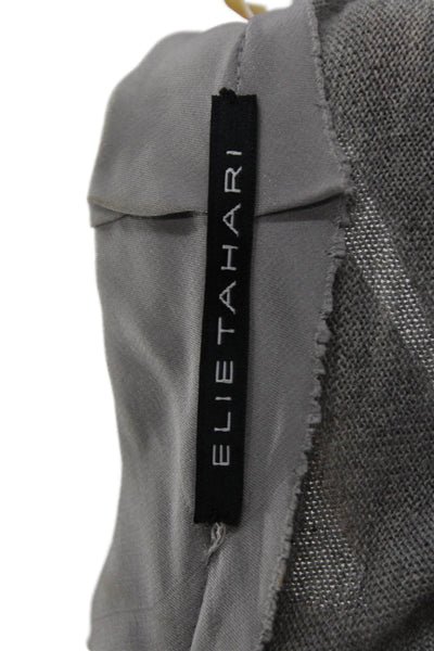 Elie Tahari Women Cardigan Gray V-Neck Button Long Sleeve Merino Wool Size M