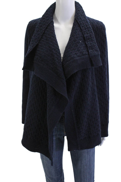 Vince Women Cardigan Dark Blue Wool Cashmere Collared Long Sleeve Size 2XS