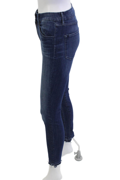 3x1 NYC Women Ankle Skinny Jeans Dark Blue Mid Rise Button Fly Size 23