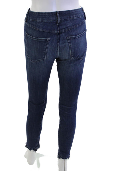 3x1 NYC Women Ankle Skinny Jeans Dark Blue Mid Rise Button Fly Size 23