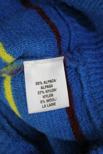 Tanya Taylor Unisex Blue Striped Alpaca Blend Pullover Sweater Crewneck Size XS