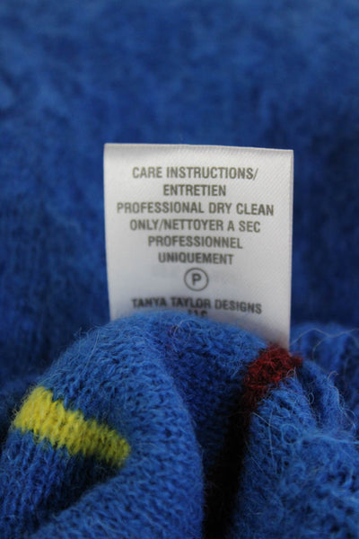 Tanya Taylor Unisex Blue Striped Alpaca Blend Pullover Sweater Crewneck Size XS