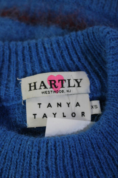 Tanya Taylor Unisex Blue Striped Alpaca Blend Pullover Sweater Crewneck Size XS