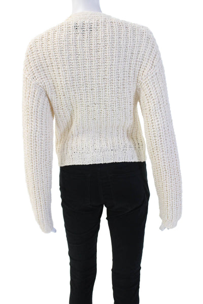 Theory Womens Cardigan Beige V-Neck Button Long Sleeve Cotton Blend Size S