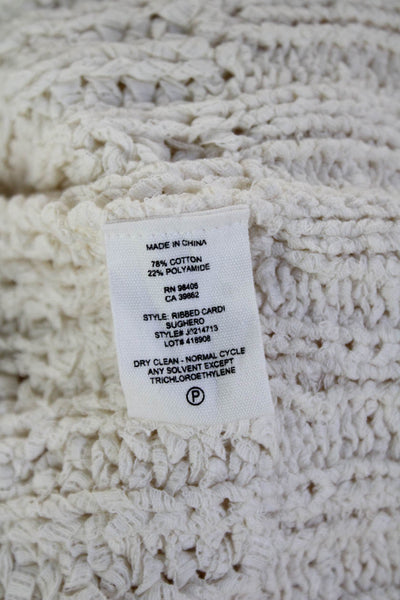 Theory Womens Cardigan Beige V-Neck Button Long Sleeve Cotton Blend Size S