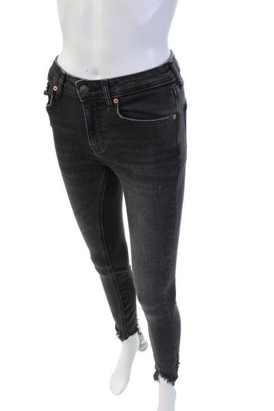 Zara Womens Black Ankle Skinny Jeans Mid Rise 28 Inseam Size 2