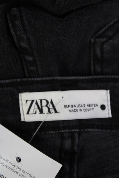 Zara Womens Black Ankle Skinny Jeans Mid Rise 28 Inseam Size 2