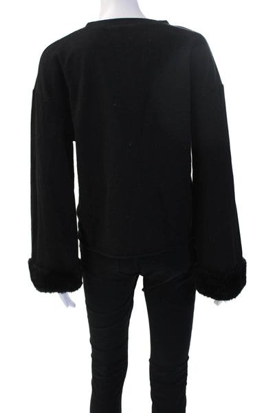 Zara Trafaluc Unisex Pullover Sweater Black Cotton Blend Long Sleeve Size S