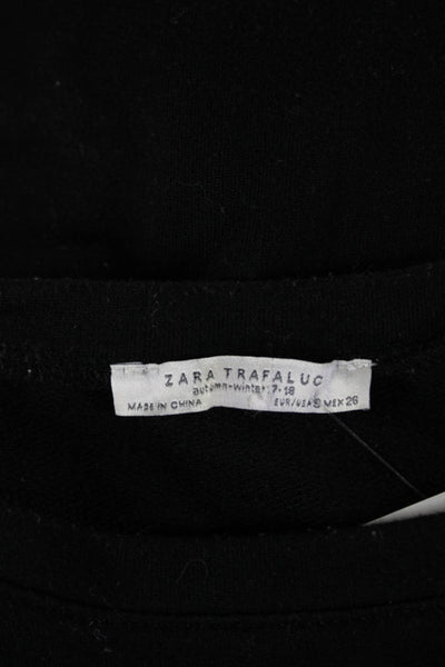 Zara Trafaluc Unisex Pullover Sweater Black Cotton Blend Long Sleeve Size S