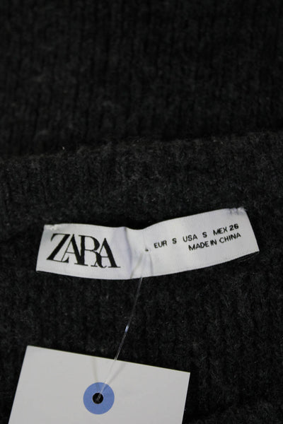 Zara Unisex Dark Gray Crew Neck Pullover Sweater Long Sleeve Size S