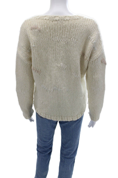 New Scotland Unisex Beige Pullover Sweater Round Neck Long Sleeve Size S