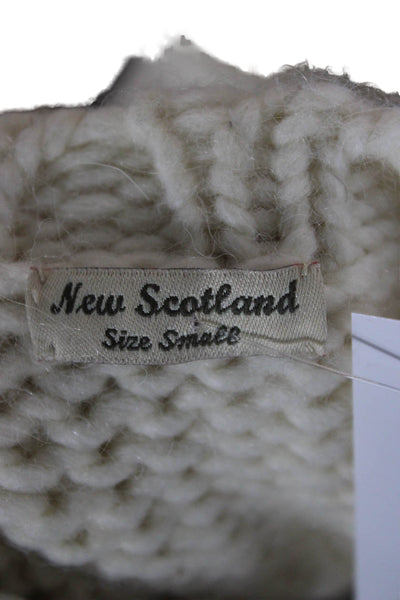 New Scotland Unisex Beige Pullover Sweater Round Neck Long Sleeve Size S