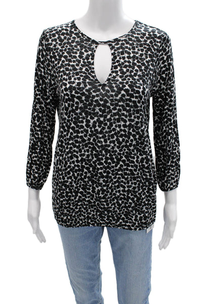 Michael Michael Kors Women Tunic Black Animal Print 3/4 Sleeve Size PS