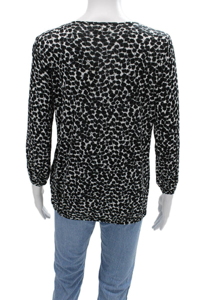 Michael Michael Kors Women Tunic Black Animal Print 3/4 Sleeve Size PS