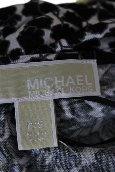 Michael Michael Kors Women Tunic Black Animal Print 3/4 Sleeve Size PS