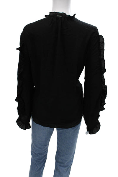 T Tahari Womens Black Solid Drawstring Long Sleeve Blouse Size M