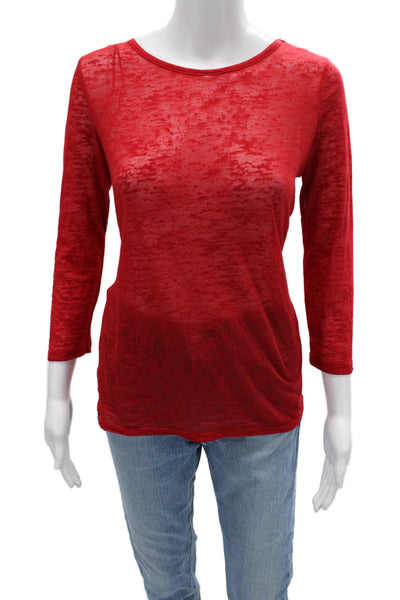 Michael Michael Kors Womens Basic Red T-Shirt Round Neck 3/4 Sleeve Size S