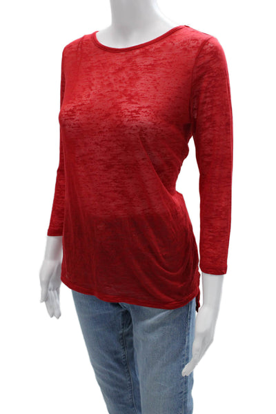 Michael Michael Kors Womens Basic Red T-Shirt Round Neck 3/4 Sleeve Size S