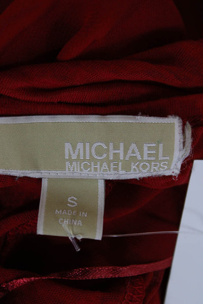 Michael Michael Kors Womens Basic Red T-Shirt Round Neck 3/4 Sleeve Size S
